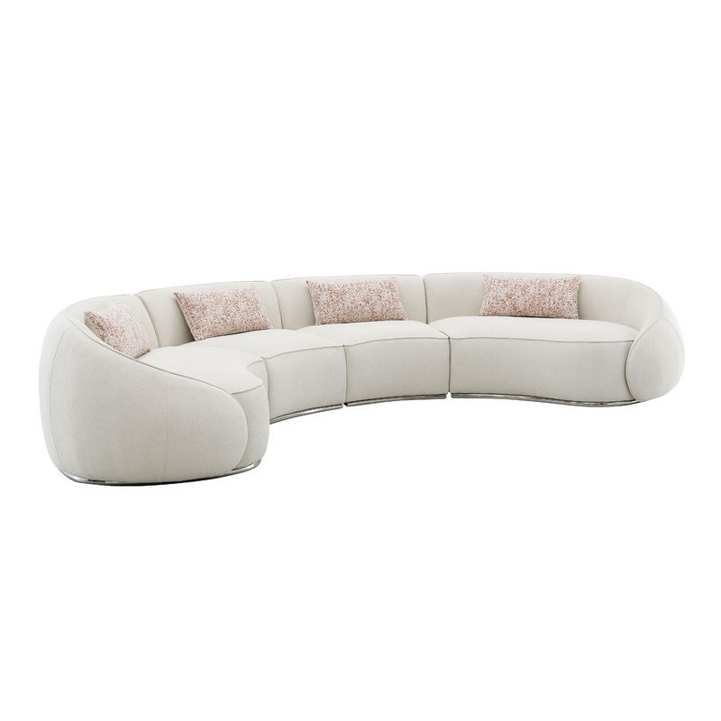 Sahara - Boucle Sectional Sofa With 3 Pillows - Beige