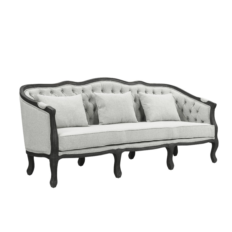 Samael - Sofa With 3 Pillows - Gray / Dark Brown