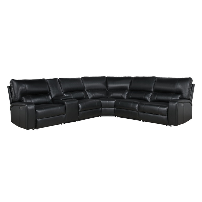 Saul - Power Recliner Sectional Sofa With USB Port Cupholder Console