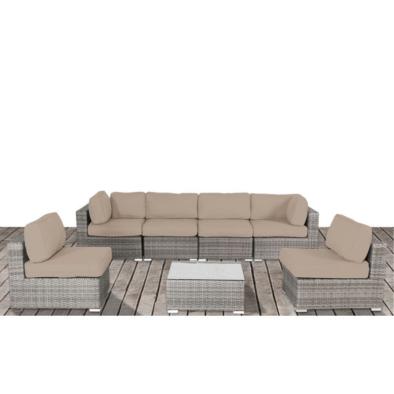 Seating Set With Cushions Handcrafted Wicker Design