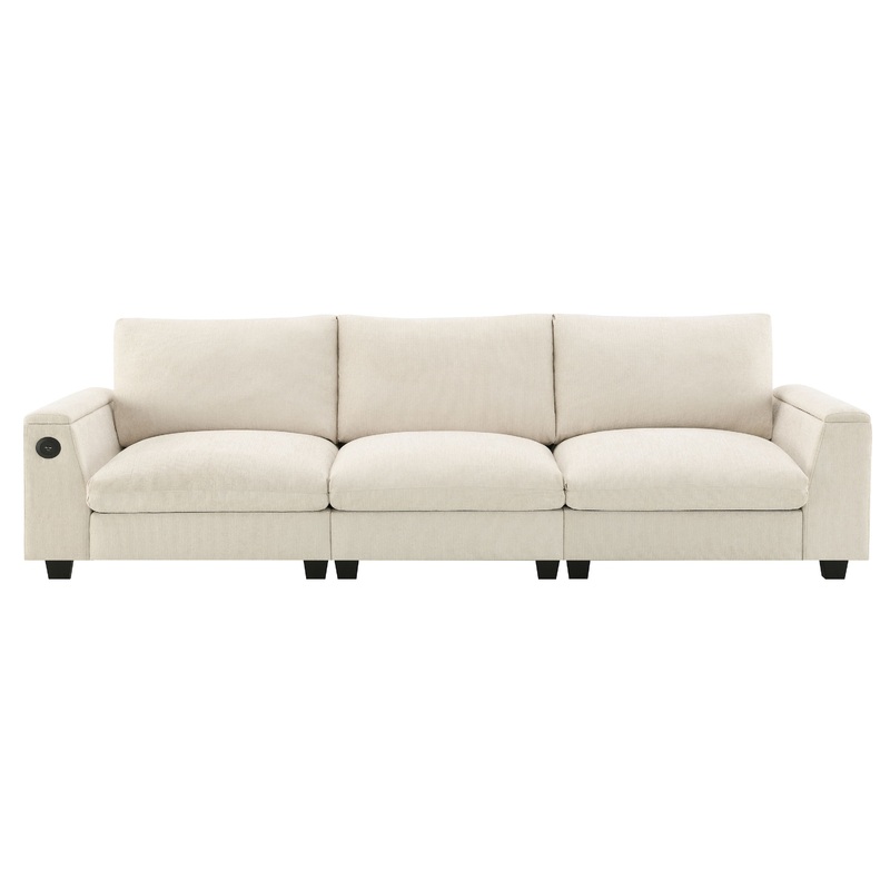 Sectional With Bluetooth Speaker Comfy Cloud Couch Set With Drop Down Table Cup Holders, USB Charger Storage Armrest Wide Seat Sofa