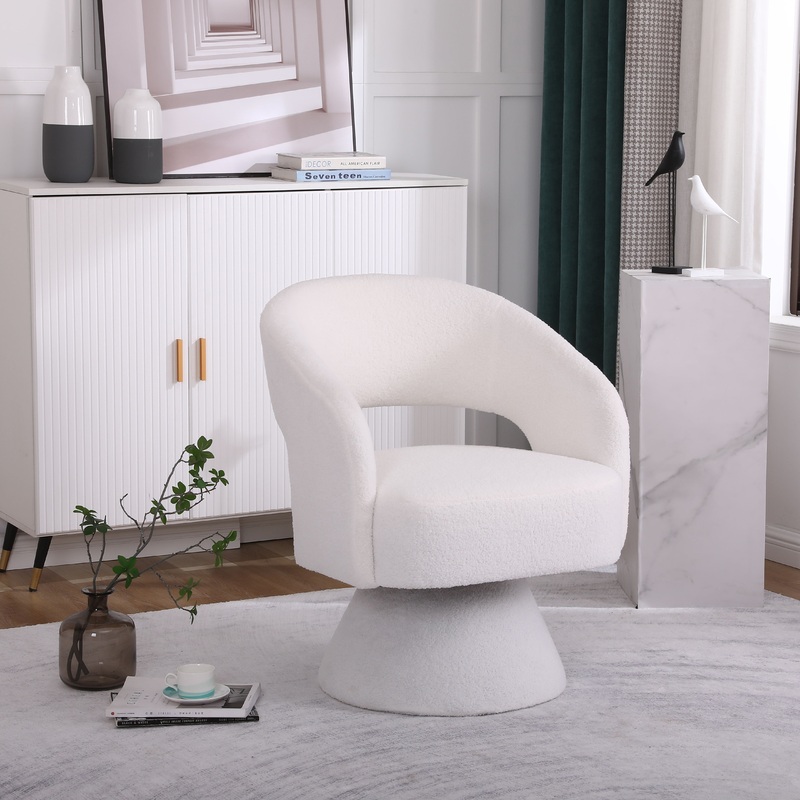 Round Barrel Swivel Accent Chair Armchair For Living Room