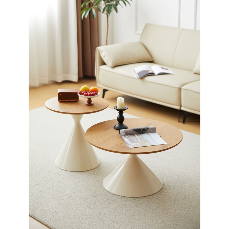 Round Coffee Table - Brown / White