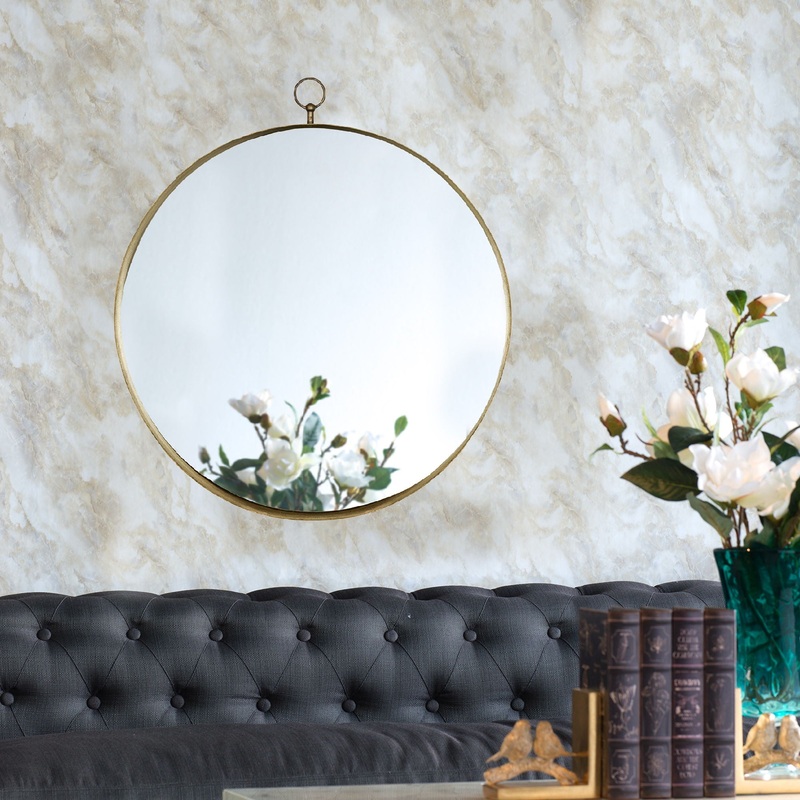 Round Mirror, Circle Mirror With Iron Frame For Living Room Bedroom Vanity Entryway Hallway