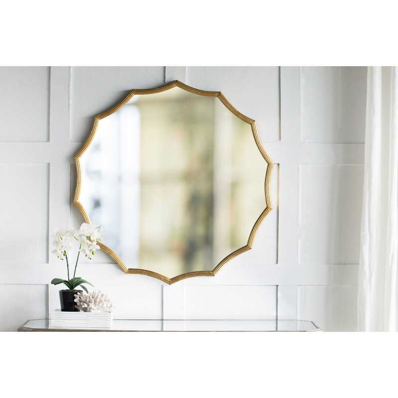 Round Sunburst Wall Mirror With, Wall Decor Mirror For Entryway Bedroom Living Room - Gold