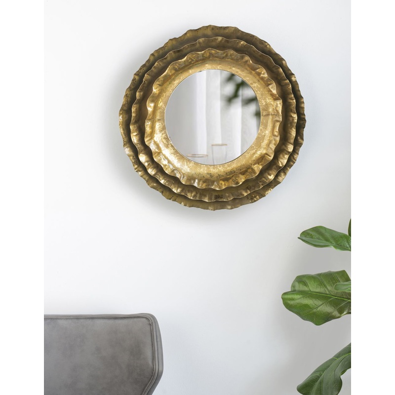 Round Wall Mirror With Metal Frame, Mid Century Modern Accent Mirror For Living Room - Gold