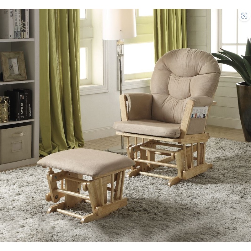 Rehan - Microfiber Glider Chair With Ottoman - Taupe