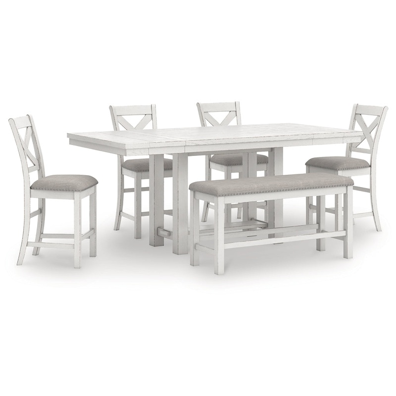 Robbinsdale Counter Height Dining Table and 4 Barstools and Bench