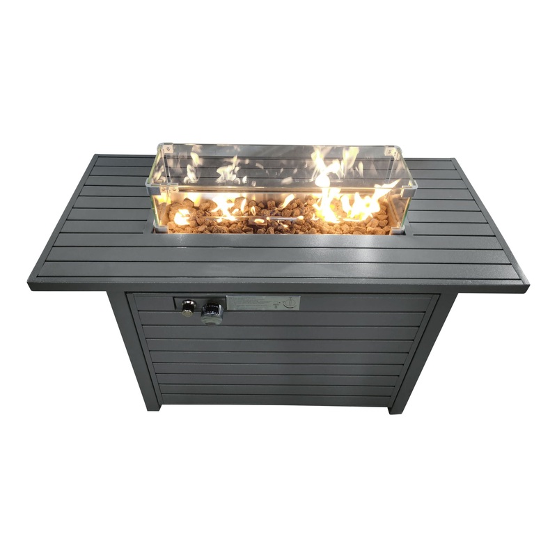 Propane Outdoor Fire Pit Table With Lid High-Quality Materials - Gray