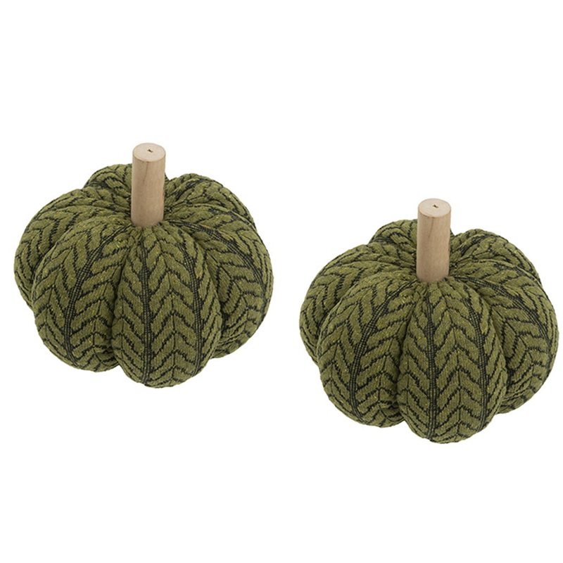 Pumpkin Ornament Decor For Holiday Harvest Festival Fall Festival & Thanksgiving (Set of 2) - Green