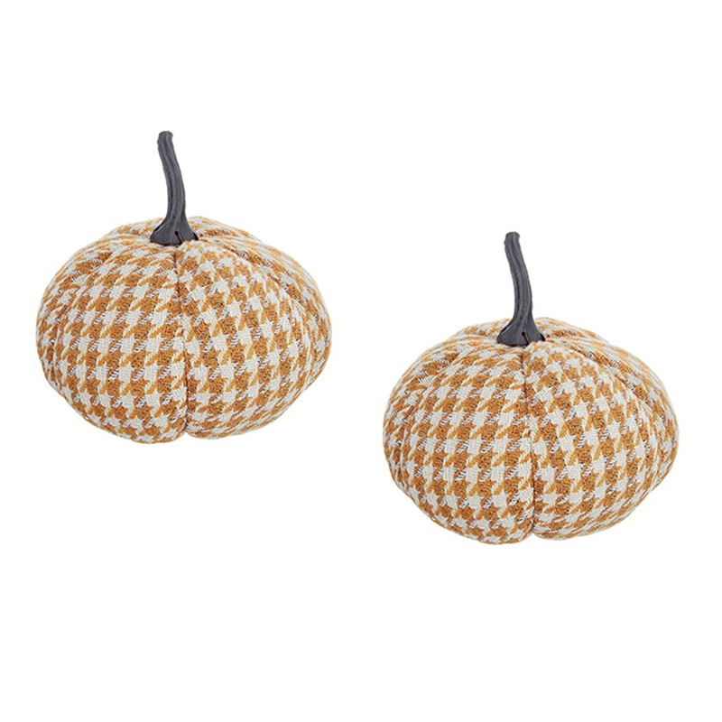Pumpkin Ornament Decor For Holiday Harvest Festival Fall Festival & Thanksgiving (Set of 2) - Orange / White