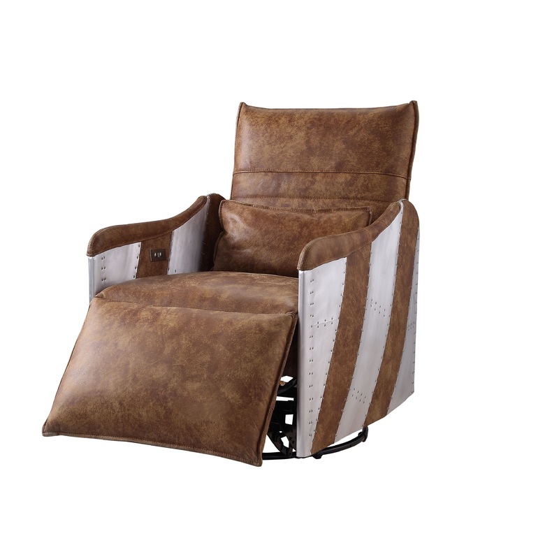 Qalurne - Power Motion Recliner With Swivel - Two Tone Mocha
