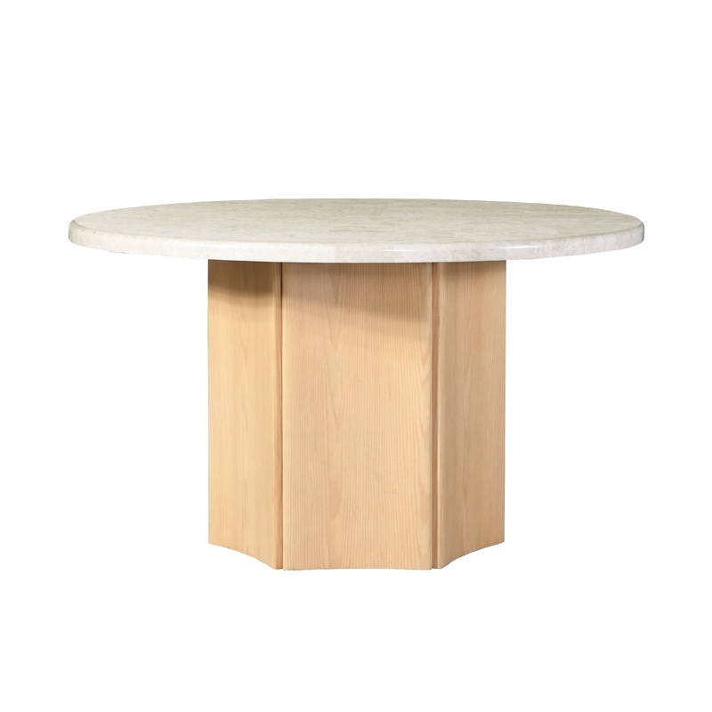 Qwin - Marble Top Round Dining Table - Natural
