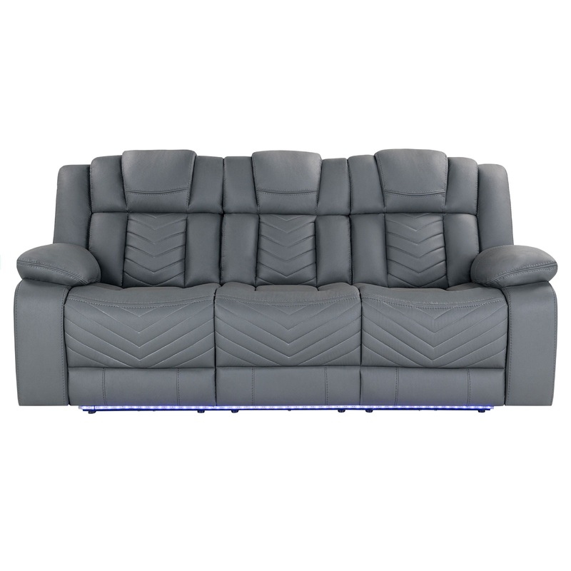 Raize - 10 Power Reclining Sofa With DDT, WC And LED - Gray