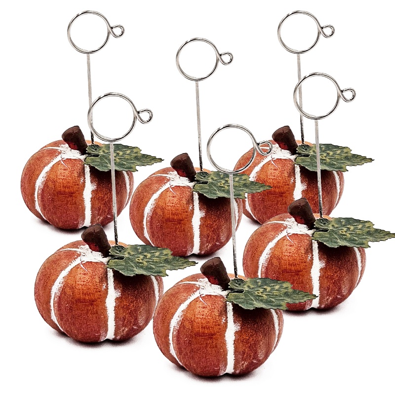Polystone Pumpkin Name Card Holder - Orange