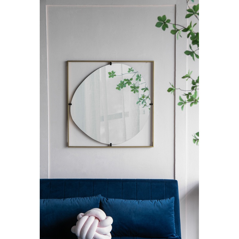 Poppy Mirror With Metal Frame Contemporary Design For Bathroom, Entryway Wall Decor