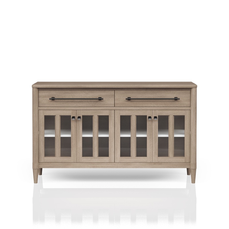 Power Ready - Buffet With Glass Cabinet Doors - Sand