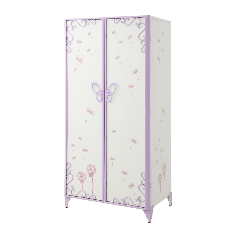 Priya II - Synthetic Leather Purple Wardrobe - Purple / White