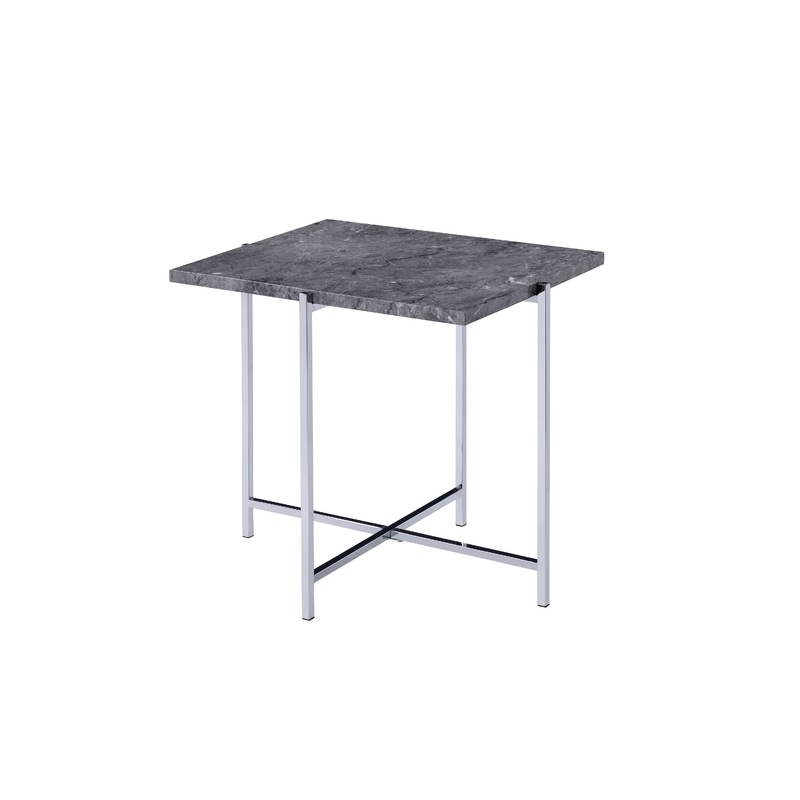 Adelae - End Table - Gray / Chrome