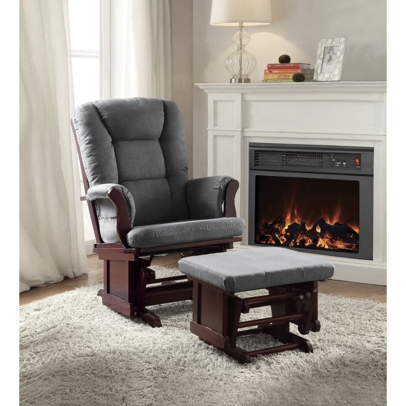 Adeliza - Microfiber Glider Chair With Ottoman - Gray