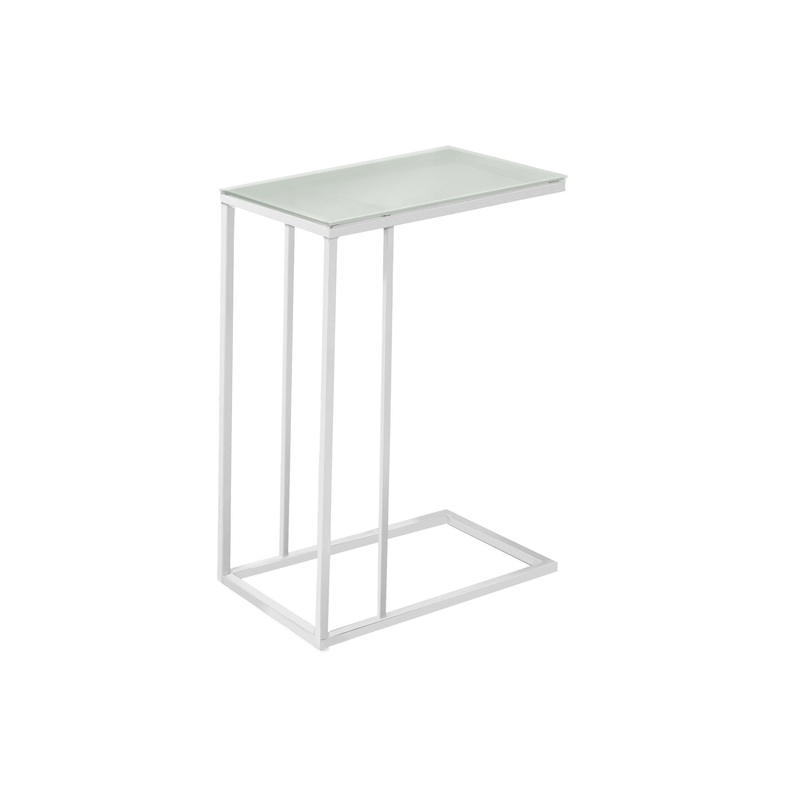 Accent Table, C - Shaped, Tempered Glass, Stylish Design Contemporary & Modern