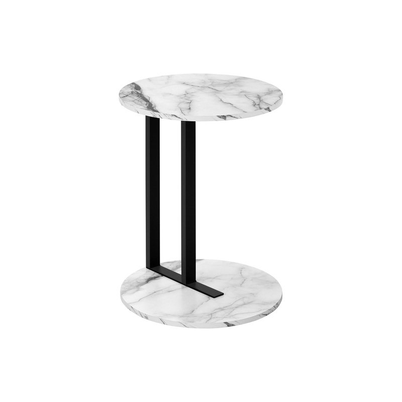 Accent Table, Side, Round, Contemporary And Modern - White / Black