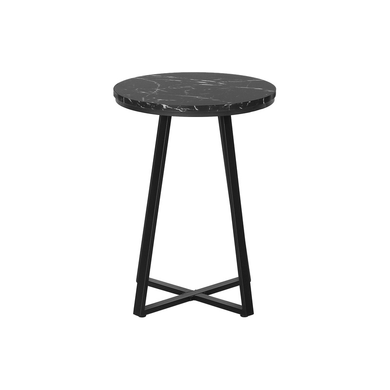 Accent Table, Side, Round Marble Look Contemporary & Modern - Black