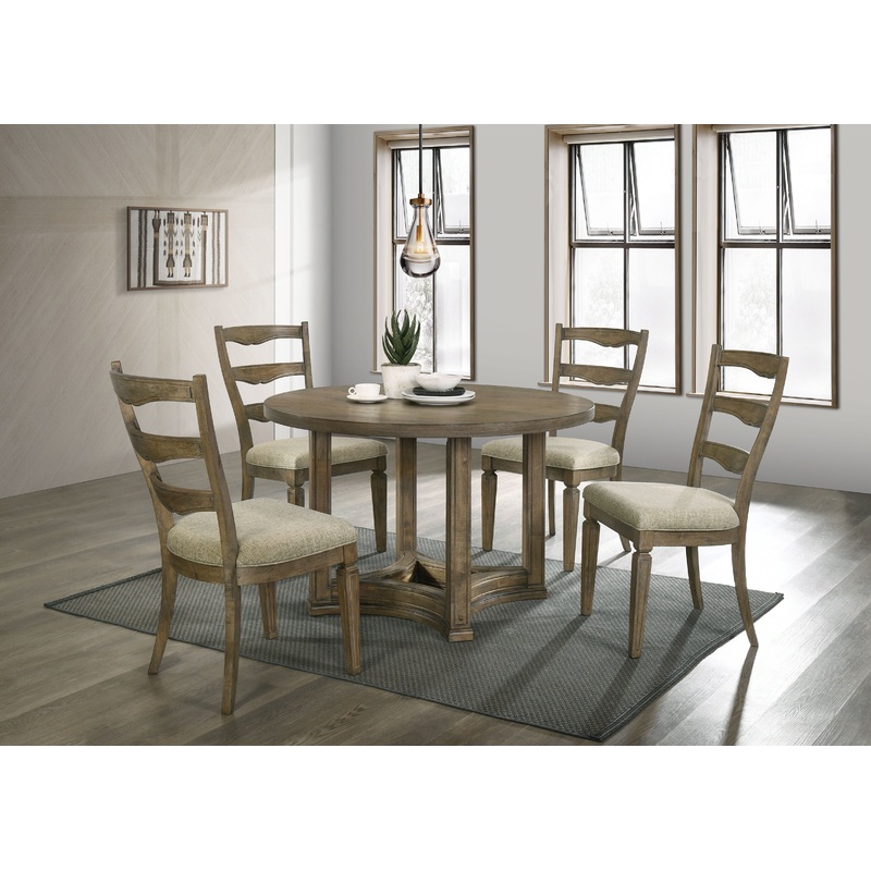 Parfield - 5 Pieces Round Dining Room Set - Light Brown / Oak