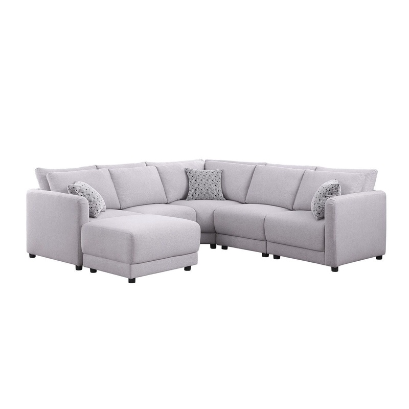 Penelope - Fabric Reversible Modular Sectional Sofa With Ottoman And Pillows