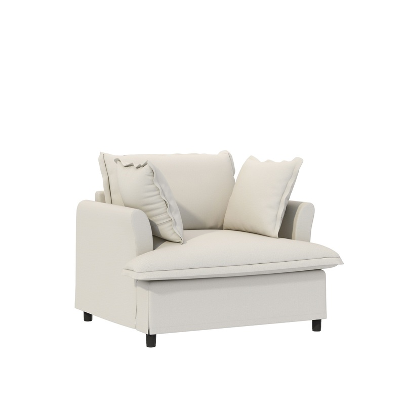 Oversized Single Seat Sofa Module For Modular Sectional Wide Seat, Armchair With Pillows Modern Upholstered Comfy Single Couch Lounge
