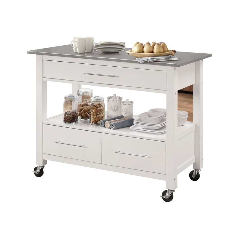 Ottawa - Kitchen Cart - Stainless / White