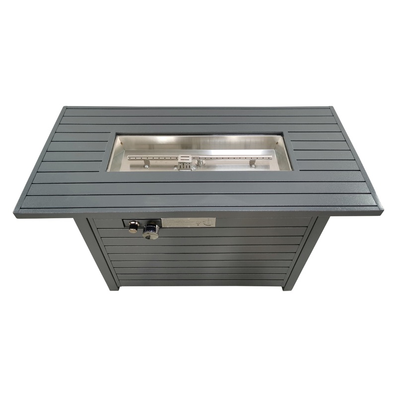 Outdoor Fire Pit Table With Lid, Durable Construction - Gray