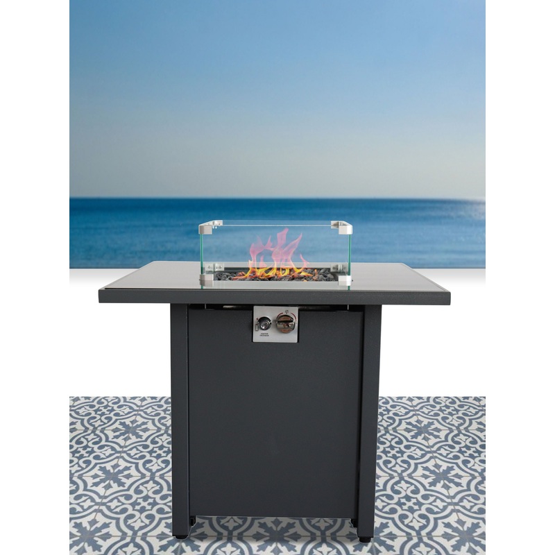 Outdoor Fire Pit Table With Lid High-Quality Materials - Gray