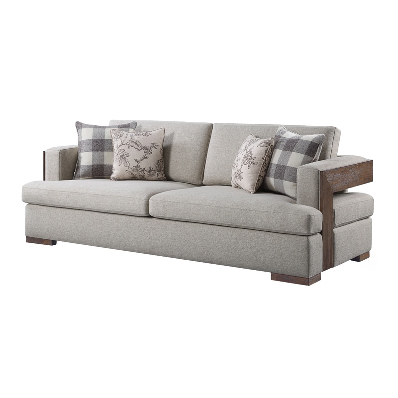 Niamey - Sofa With 4 Toss Pillows - Walnut
