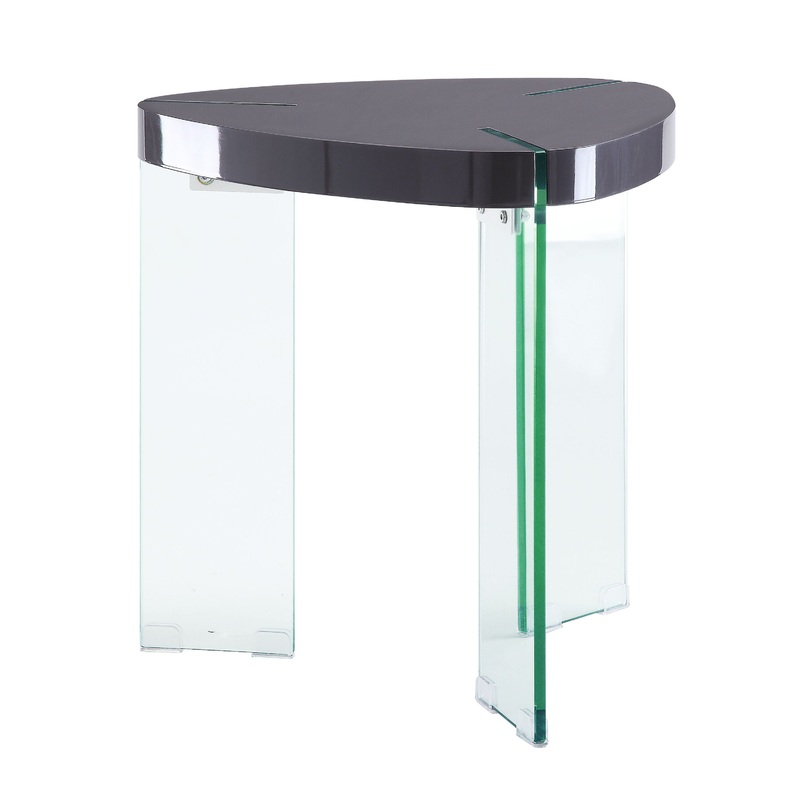 Noland - Clear Glass High Gloss End Table - Gray