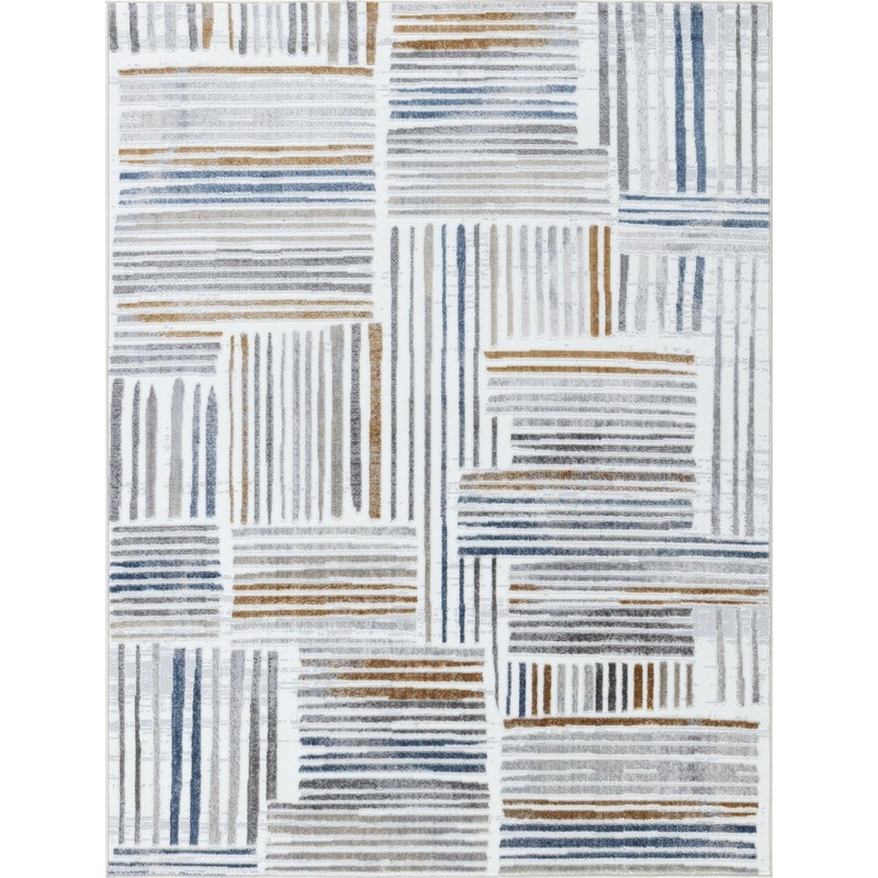 Nova - 2'7" X 7' Area Rug Polypropylene - Multi / White