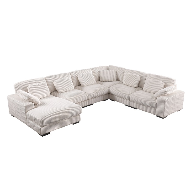 Nadine - Corduroy Modular Corner Sectional Sofa With Left Facing Chaise