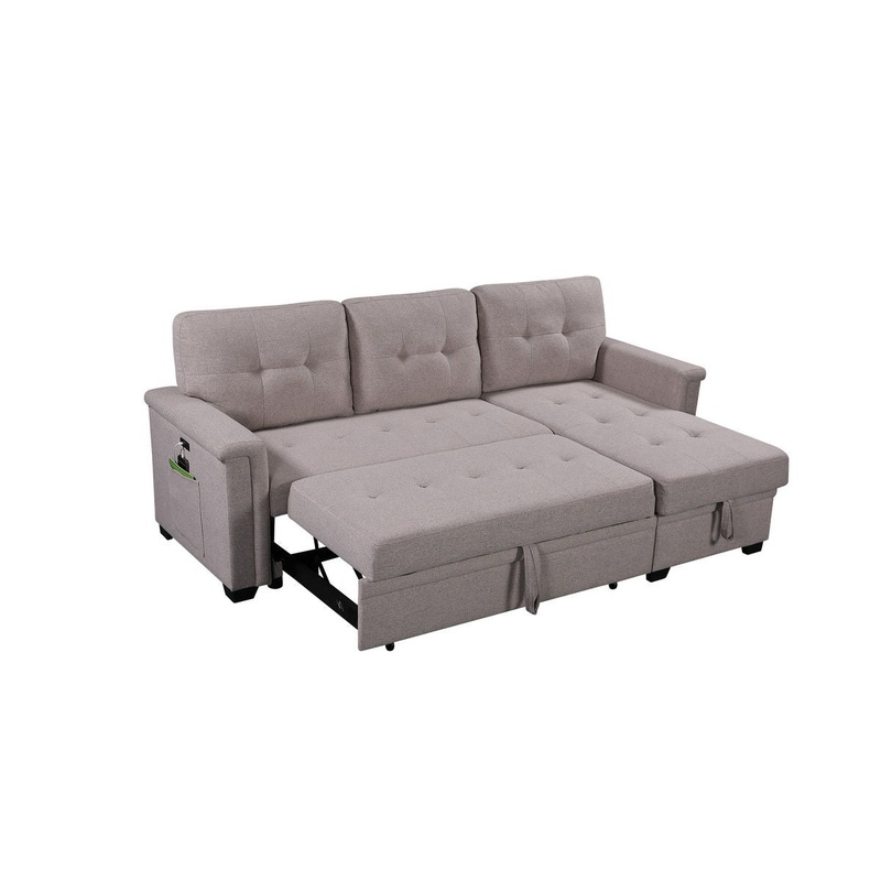 Nathan - Reversible Sleeper Sectional Sofa With Storage Chaise, USB Charging Ports And Pocket