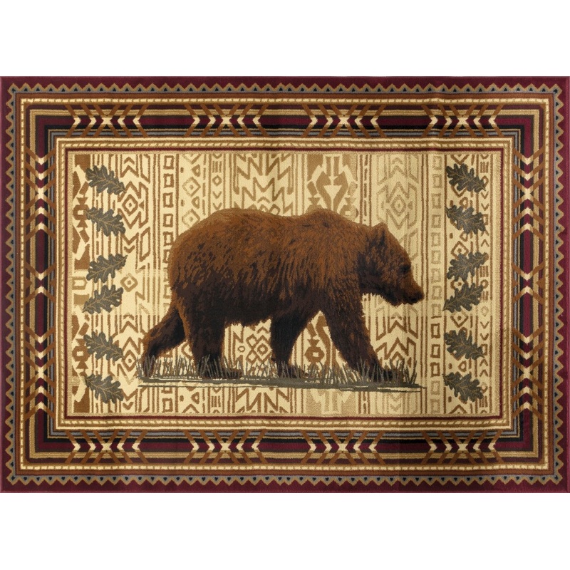 Nature's Nest - 5'3" X 7'3" Lodge Area Rug - Multi, Red
