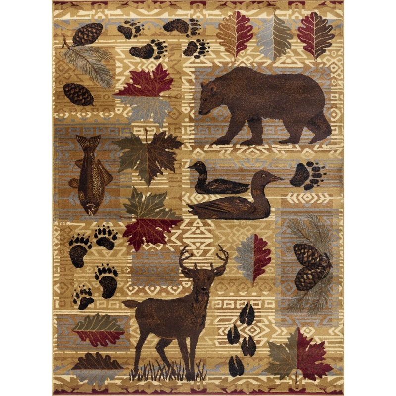 Nature's Nest - 5'3" X 7'3" Polypropylene, Lodge Area Rug - Multi / Beige