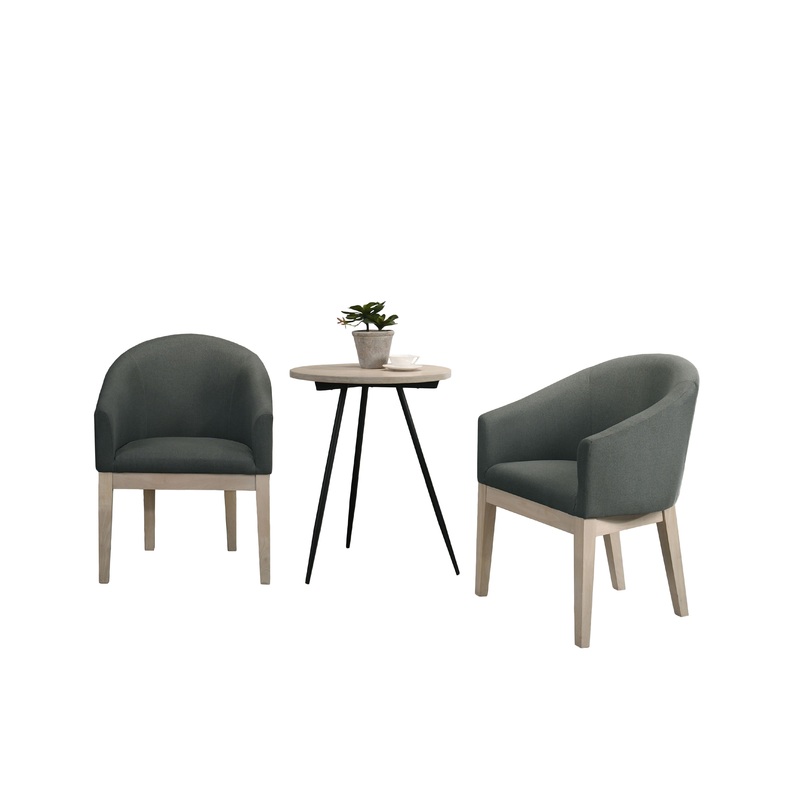 Neroli - Fabric Accent Chairs And Side Table Living Room (Set of 3) - Gray