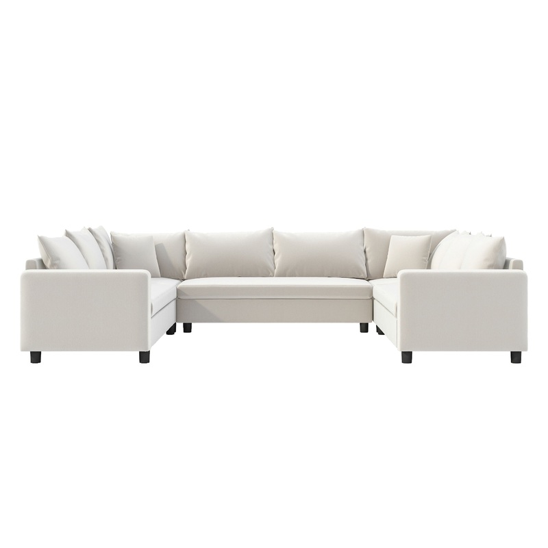 Modular Sectional Reversible U Shaped Couch Set, Free Combination Minimalist Style Oversized 8 Seat Convertible Sofa