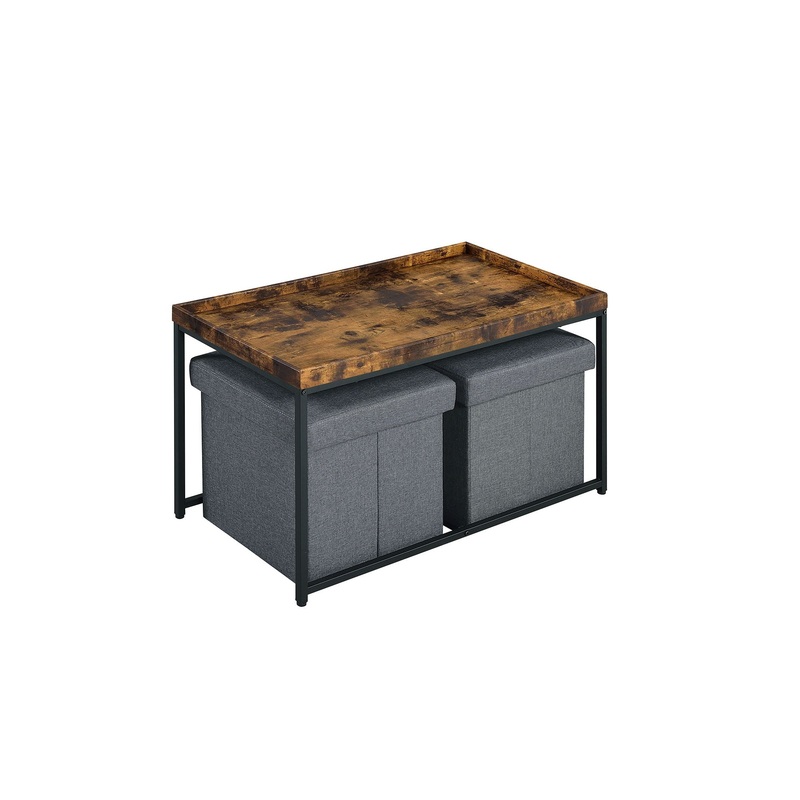 Monty - Wood Grain 3 Piece Coffee Table Set With Raised Edges (Set of 3)
