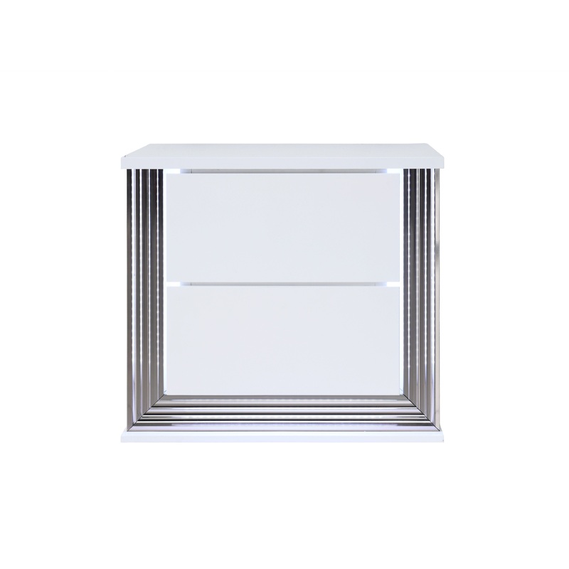 Moon - Smooth Nightstand With LED - White