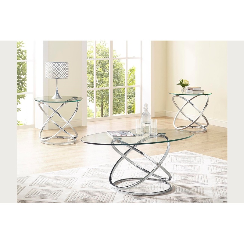 Modern Contemporary Cocktail Table Set - Chrome