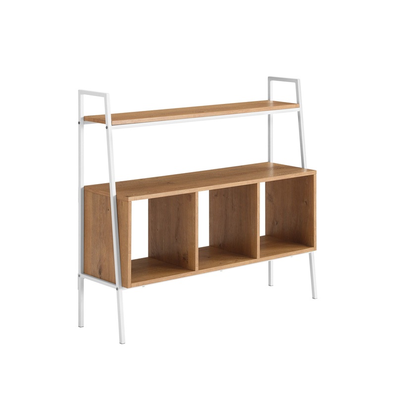 Modern Industrial 3 Cubby Storage Console - English Oak