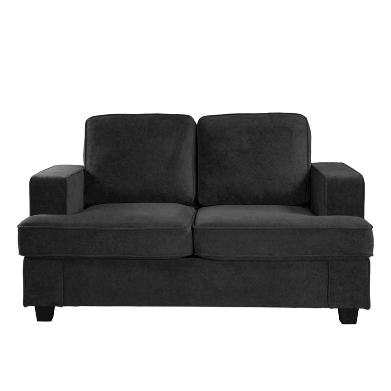 Modern Loveseat, Comfortable 2 Seater Couch With Deep Seating, Loose Back Cushions, Wide Arms