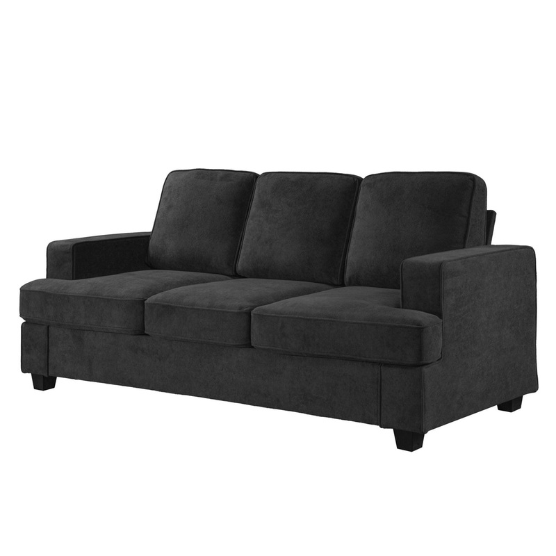 Modern Sofa, Comfortable 3 Seater Couch With Deep Seating, Loose Back Cushions, Wide Arms