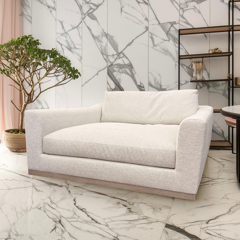 Mila - Fabric Oversized Lounger - Cream