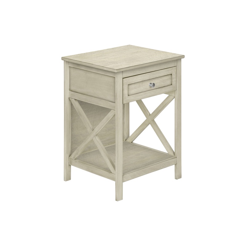 Accent End Table, 2 Tier, Storage Drawer, Transitional Style